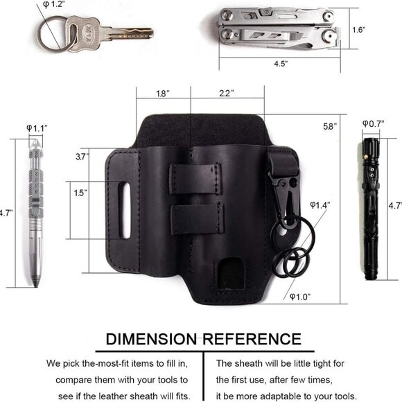 Multitool Belt Sheath, EDC Leather Belt Organizer, Belt Holder with Multitool Po - Picture 5 of 9